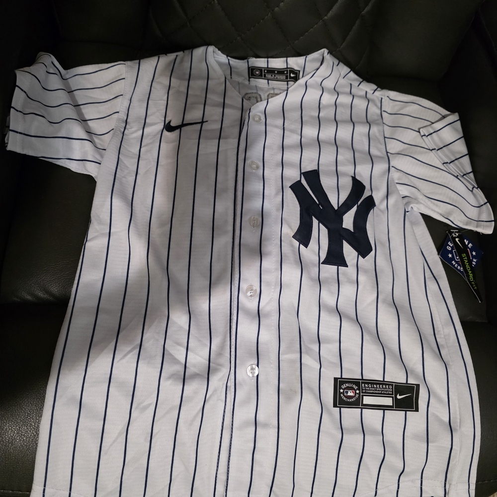 Nike Men's White Pinstripe Short Sleeve Tee